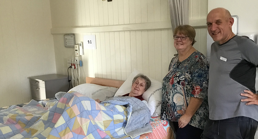 Auxiliary members Glynis Clifford (in the bed), Vicki McGinty and Trevor Page.